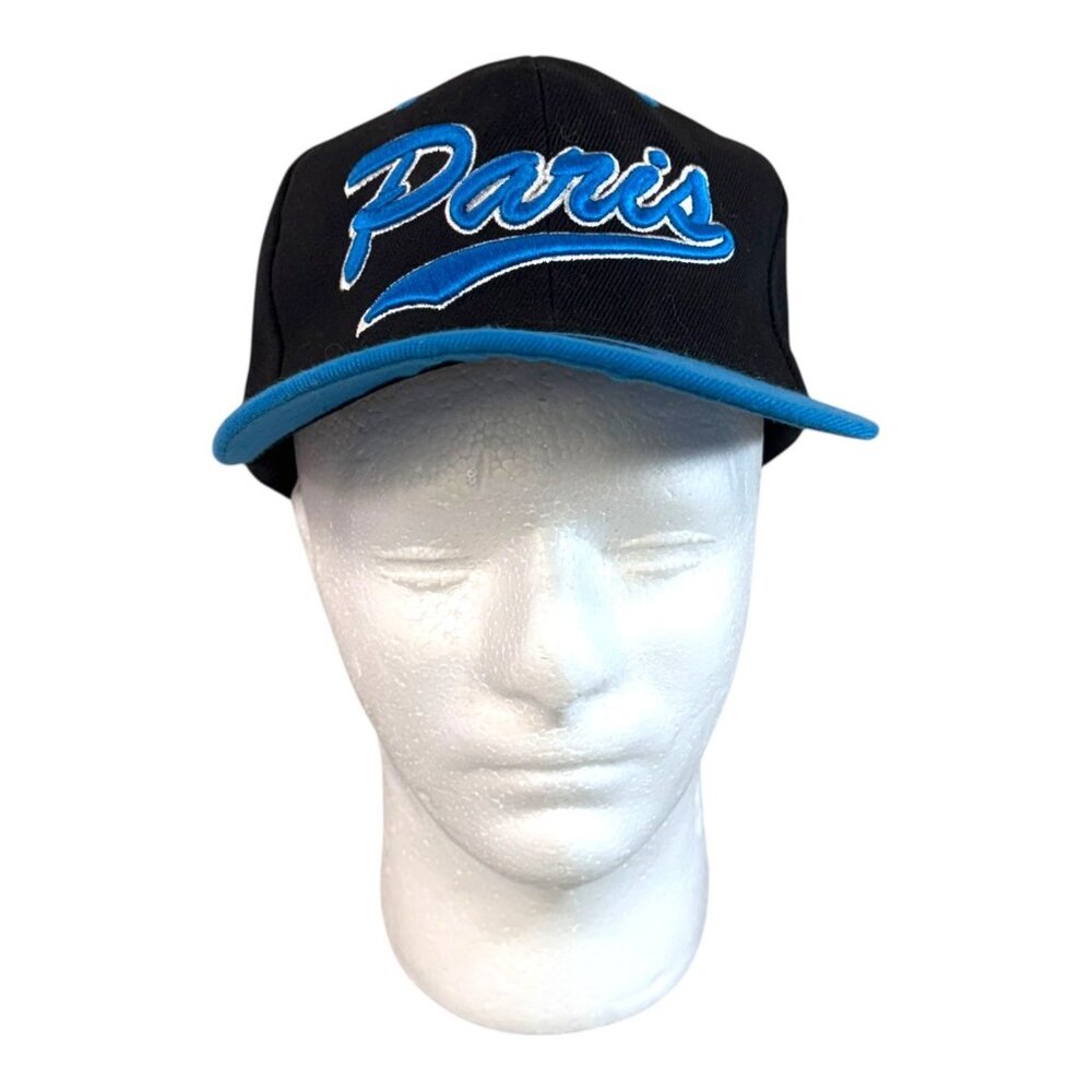 Tour Paris Embroidered Snapback Hat Black & Blue Adjustable Cap New Embroidered